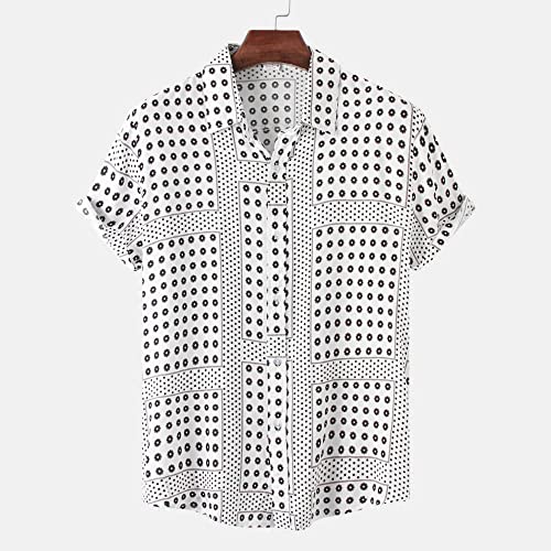 Chemise hawaïenne pour hommes en coton blanc à motif fleurs boho