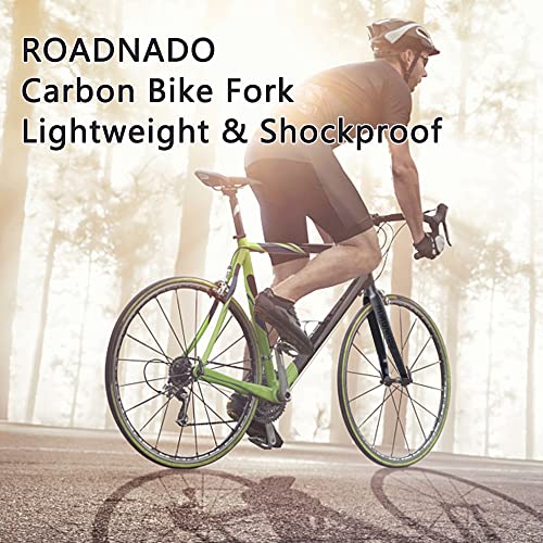Roadnado 700C Road Bike Fork Carbon Fiber Rigid Fork 700C*23/25Mm 28.6Mm Carbon Fiber Bicycle Fork Ultralight Front Forks For Road Bike Matte/Gloss Black #TOP7