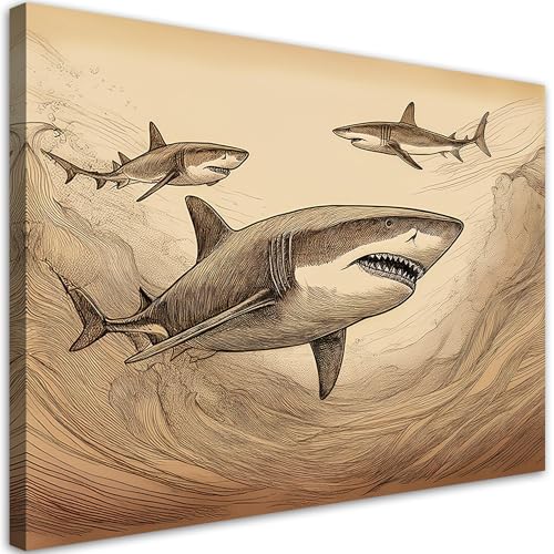 Poster mural requins vintage Feeby 90x60 cm pour habiller un mur de salon vide