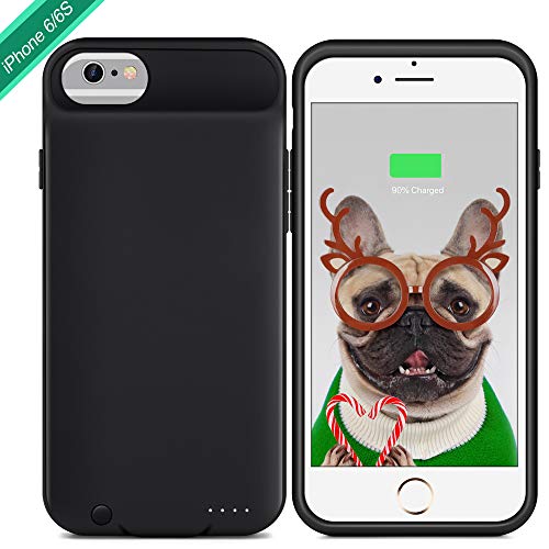 XchuangX Battery Case for iPhone 6 / 6S, 3000mAh Rechargeable Protective Charging Case Slim for Apple iPhone 6 / 6S (4.7 inch), Support 3.5mm Headphone, Answer Call, Sync-Through-Black