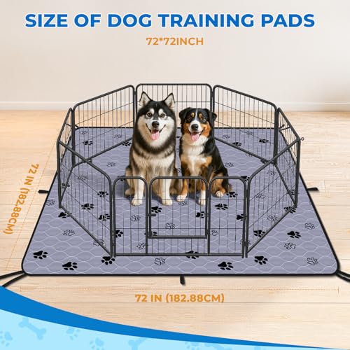Image of Fostanfly Washable Pee Pads for Dogs, 72 inchx72 inch-2 Pack Extra Large Reusable Potty Pads for Floor, Non-Slip Waterproof Pet Playpen Mat for Puppy /Senior Dog Whelping Incontinence