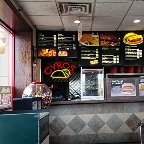 Image of GYROS Food Neon Signs for Wall Decor Neon Lights for Bedroom Led Business Signs Suitable for Greek Restaurants Canteen Dining Room Christmas 5V Power Adapter, 16.5 * 9 Inch(Red + White)