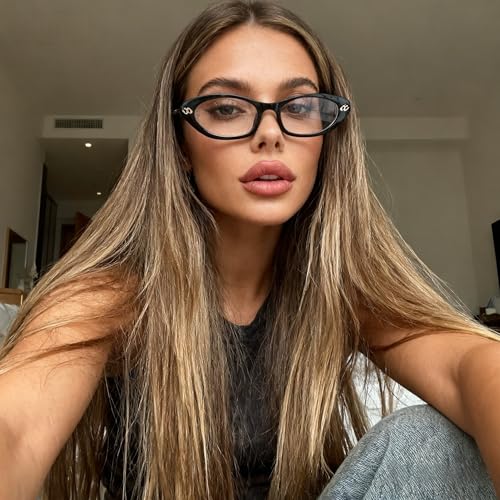 Image of boten Cat Eye Blue Light Blocking Glasses for Women Men Small Oval Eyeglasses Anti Glare Nerd Eyewear