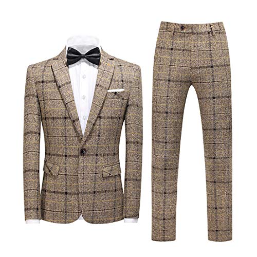 Tweed Plaid Suit Jacket as Groom Tuxedos Check Groomsman Suit Custom Made Man Suit