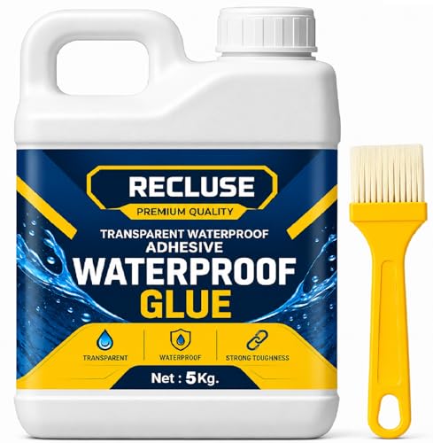 Image of RECLUSE Heavy Duty Transparent Waterproof Glue 5Kg - Industrial Strength Fast Bond Adhesive for Multi Surface Applications Wall Crack Sealer,Tile & Concrete Bonding,Glue For Indoor & Outdoor Use