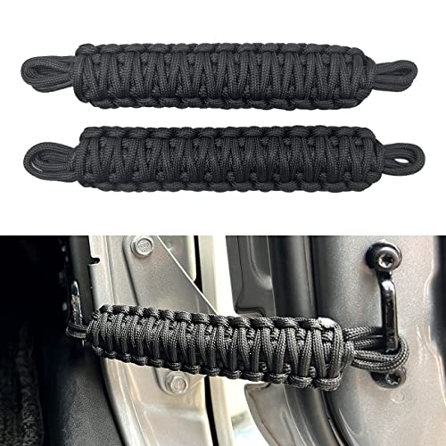 Door Straps for Jeep,Door Limit Strap Compatible with Jeep Wrangler CJ YJ TJ JK JL 1987-2023,Heavy Duty Paracord Door Straps Replacement,Black (2Pack)