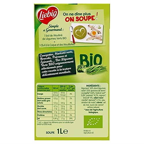 LIEBIG - Bio Mouliné De Légumes Verts 1L - Lot De 4 - Offre Special