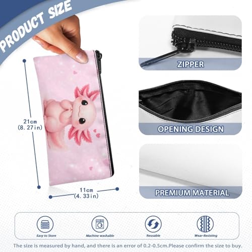 Image of Pink Axolotl Pencil Case for Girls Students Pen Organizer with Smooth Zipper Big Capacity School Pencil Box for Preschool Toddlers Pen Pouch Easy to Clean