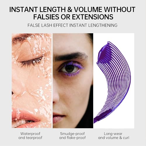 Image of Colored Mascara for Eyelashes, Voluminous Colorful Mascara, Pink Purple Blue Green Red White Black Brown Lash Pack - Lengthening, Defining, Curling, Multiplying Formula (08#-Purple)