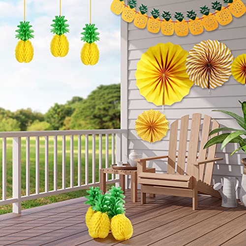 13 Pcs Pineapple Party Decorations 14 Inch Pineapple Honeycomb Balls Pineapple Banner Paper Fans Pineapple Table Hanging Decoration For Hawaiian Luau Birthday Party Centerpieces Supplies Favors #TOP6