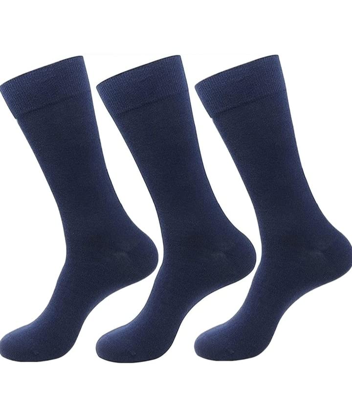 Super Quality Kids School Uniform Ankle Length Combed Cotton Solid Color Socks Pack Of 3.(Navy Blue)