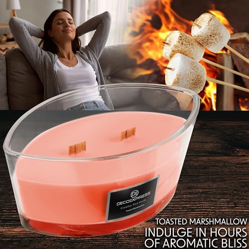 DECO EXPRESS Scented Candles, Double Wick Crackle Candles, Long 50 Hours Burn Time, Calming & Cosy Home Decor, Birthday - Image 3