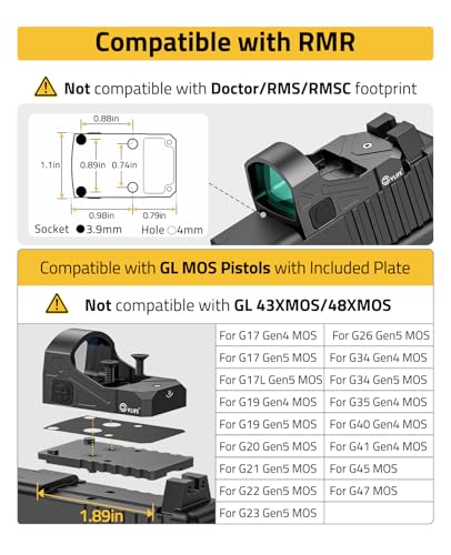 CVLIFE WolfCloak X03 Motion Awake Green Dot Sight for RMR Footprint, 3 MOA Reflex Sight with 0.33" Ultra-Low Profile & 24mm Lens for Full-Sized Pistols, Optics Adapter for MOS & 21mm Picatinny Base - image 3