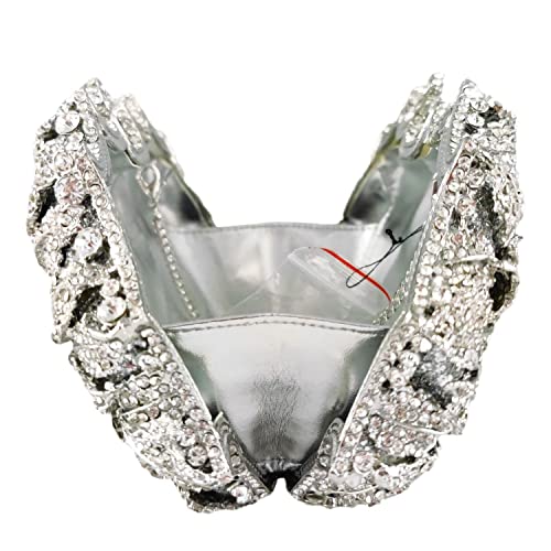 Image of Boutique De FGG Mini Flower Evening Bags For Women Formal,Party Rhinestone Clutch Purses,Wedding Floral Crystal Clutch Bag