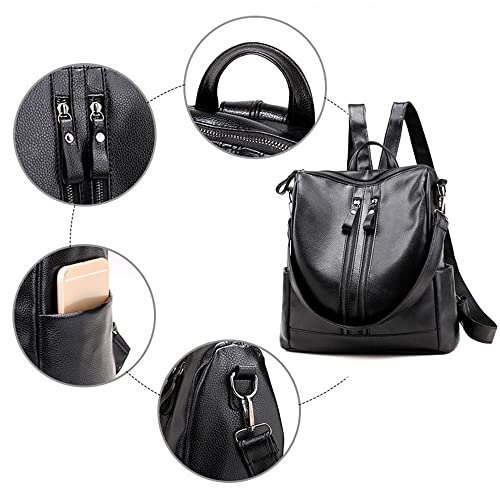Mochila para mujer – Bolso de hombro grande de poliuretano con correa desmontable, ideal para viajes, universidad y escuela miniatura 5