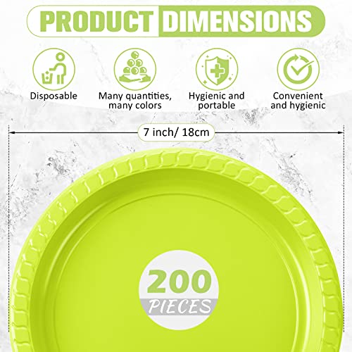 Rtteri 200 Pieces Colorful Plastic Plate Disposable Round Plastic Plates Bulk Colored Party Dessert Plate Dinnerware For Birthday Baby Shower Home Picnic Graduation Anniversary Party Supplies(7 Inch) #TOP1