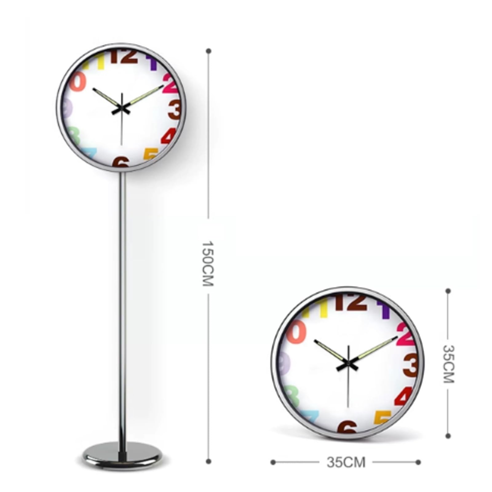 Decoración Reloj de pie Metal con Base números silenciosos | For sala de estar(Negro)