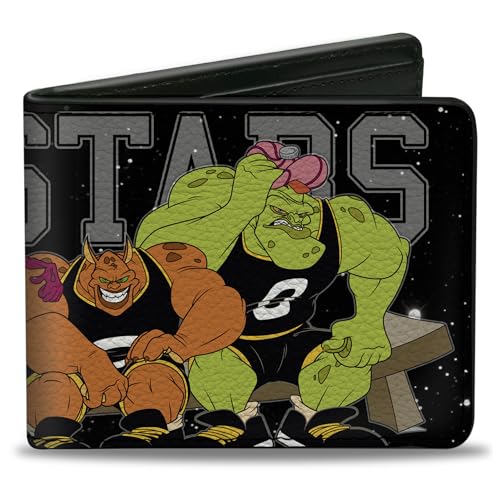 Buckle-Down Men's Wallet, Bifold, Monstars Player Bench Galaxy Black White Gray, Vegan Leather, Looney Tunes Space Jam, 4.0