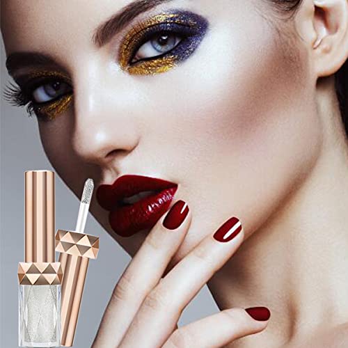 Aaiffey Liquid Glitter Eye Shadow Colored Shimmer Eyeshadow Lazy Pearlescent Monochromatic Liquid Metallic Sequin Eye Makeup European And American Style (01# White) #TOP5