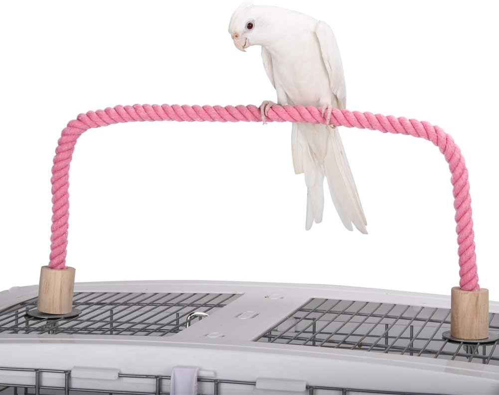 QBLEEV Bird Hemp Rope Perch Swing, Parrot Grinding Perches Cage Top Play Stands Playground Birdcage Accessories Rope Bungee Toys(Cage…