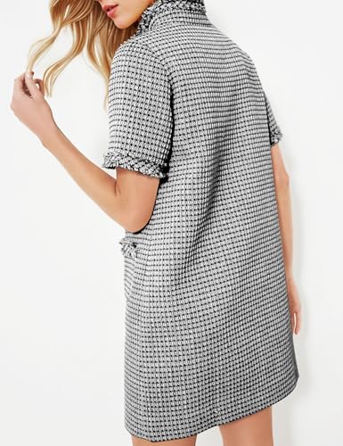 Image of PEHMEA Womens Tweed Jackie Dress Short Sleeve Shift Midi Elegant Dresses