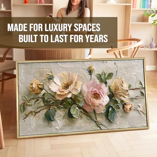 Image of PAPER PLANE DESIGN Big Size Wall Painting for Living Room Floral 2x4 Ft (D) | Long horizontal canvas for the wall above a sofa or bed, framed and ready to hang