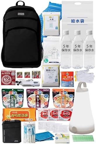 （03:30時点） 防災 バッグ 防災士が監修 セット リュック 避難 たったこれだけ！ 非常用持ち出し袋/防災のミカタ 避難グッズ プレミアム 1人用 ブラック 45点