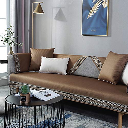 Topyl Anti-Slip Sofa Protector Cover,Modern Sectional Couch Covers,Hand-Woven Lace Sofa Slipcover For Loveseat Recliner Leather Coffee 70X210Cm(28X83Inch) #TOP27