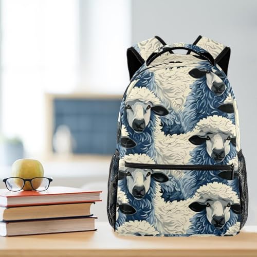 Sac à dos rétro motif mouton multicolore taille unique pour école et voyage