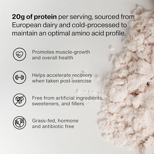 Image of Momentous Essential Grass-Fed Whey Protein Powder - 20 g Whey Isolate Protein - NSF Certified for Sport - Gluten-Free - 25 Servings for Essential Everyday Use - Strawberry - Package May Vary