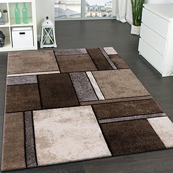 Paco Home Alfombra De Diseño De Cuadros Moderna Moteada Llamativa En Beige Marrón Gris, tamaño:160x230 cm