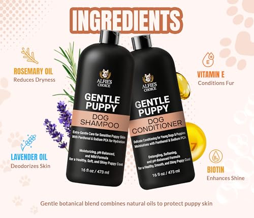 ALFIE'S CHOICE Puppy Shampoo and Conditioner Set | 16 fl oz Each | for Sensitive & Itchy Skin | Puppies, Adults & All Breeds of Dogs - Image 5