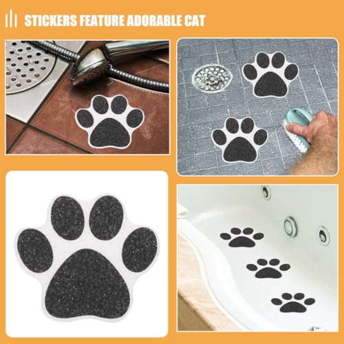 Pegatinas antideslizantes de huellas de perro para suelo autoadhesivas de PEVA negro 20 piezas 4