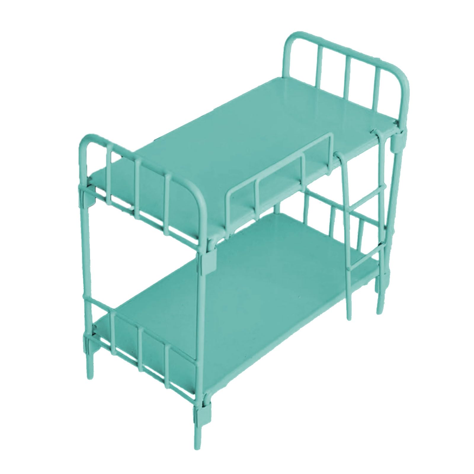 Buxuaaaa Light Green Miniature Dollhouses Bed Bunk Bed With Ladder Dollhouses Miniature Furniture 1/12 Scale Compact Bedroom Toy Wooden Bunk For Furniture
