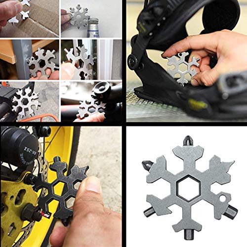 18 In 1 Incredible Tool – Easy N Genius - FEX 18-in-1 Stainless Steel Snowflakes Multi-Tool - 18-in-1 Stainless Multi-tool Father's Day Gift Christmas Present (Standard, Stainless - Silver)