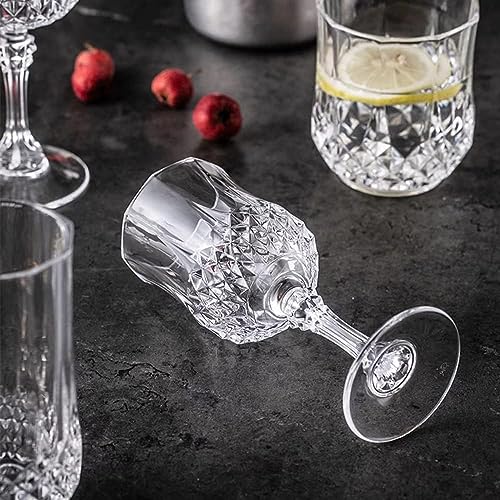 Image of Crystal Wine Glasses 230ml, Set of 6 Long Wine, Burgundy Clear Glasses with Stem for Wedding Anniversary, Birthday, Gift (RKT-09, Set of 6)