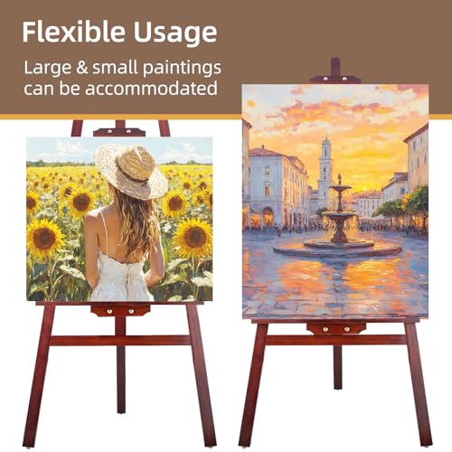 Image of Falling in Art Adjustable Wooden Easel Stand for Painting&Display, Brown