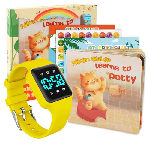 Image of Toddler Potty Training Set - Potty Training Watch with Musical /Vibration Countdown Alerts, Fun Board Book, Progress Chart & Reward Stickers - Interactive Potty Training Kit for Kids Ages 2-6