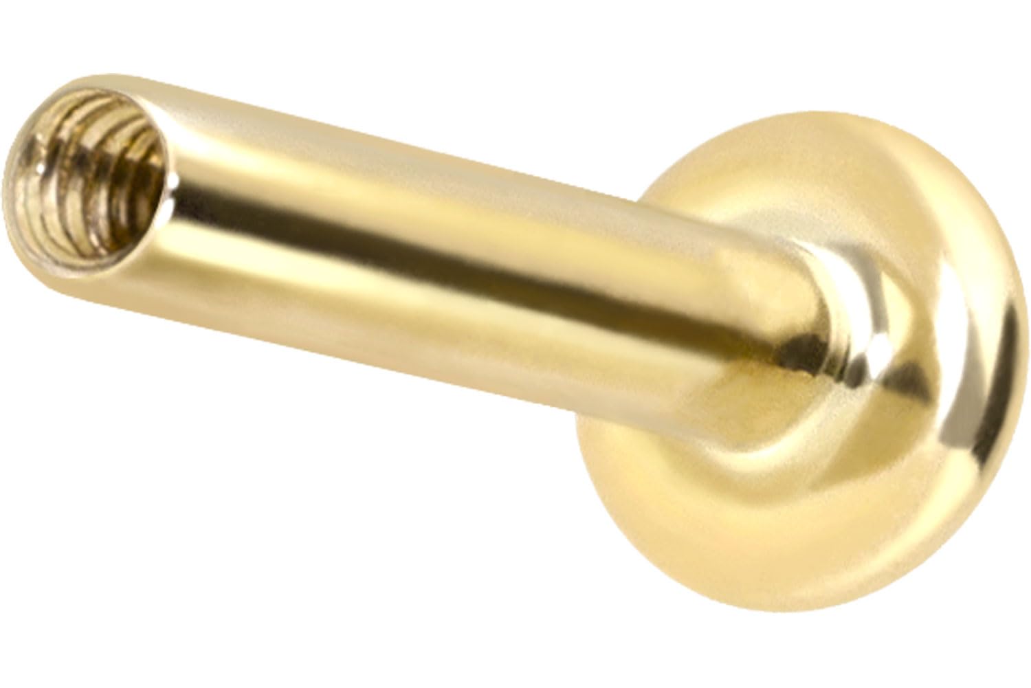 PIERCINGLINE 14 oder 18 Karat Gold Labret Innengewinde ohne Aufsatz Piercing Ohr Conch Tragus Lippe Nase Medusa Farb & Größenauswahl