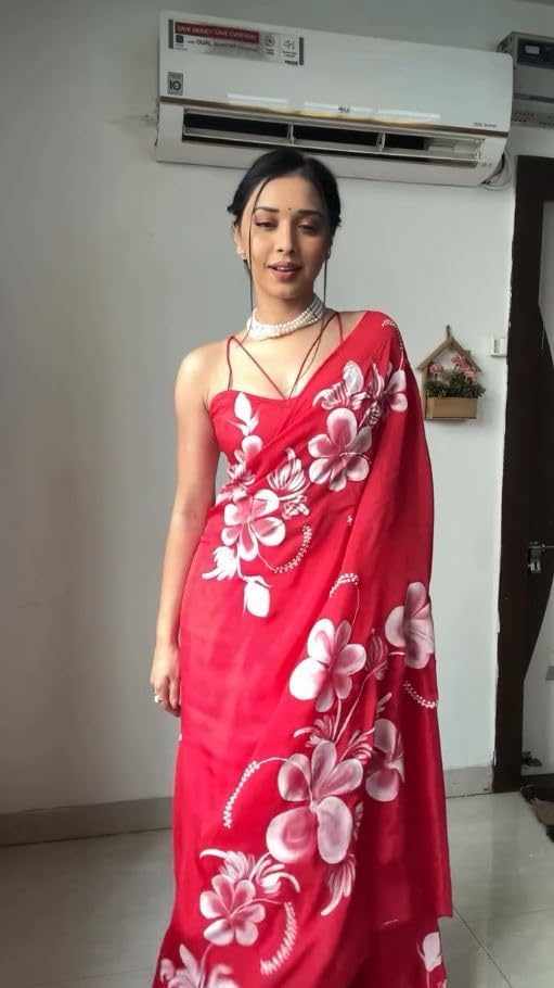 Alia Bollywood Party Wear Saree Designer Celebrity Inspired Saree for Women Weddings and Parties (RED)