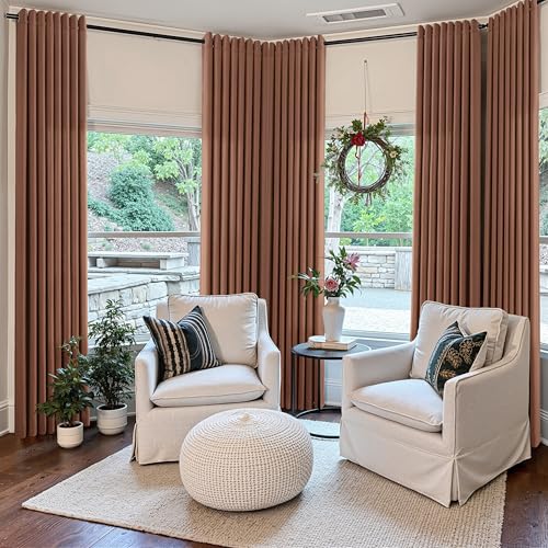 Image of Extra Long Cappuccino Linen Curtains 108 Inches Length for Living Room Sheer Grommet Light Filtering Privacy Neutral Drapes Luxury Modern Rustic Window Curtain for Bedroom Dining Room 52x108, 2 Panel