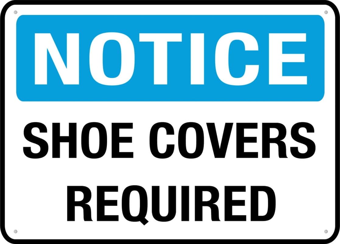 peiyeety Notice Shoe Covers Required 12X8 Inch Tin Sign Great for Garden and Yard Wall Decor