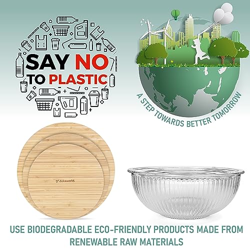 dokaworld Glass Mixing Bowls - Nesting Bowls - Space Saving Glass Bowls with Lids - Set of 5 Stackable Microwave Glass Containers (3 Pack Mixing Bowls with Lids - Image 7