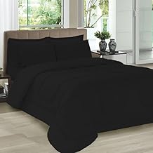 Jogo de Cama Casal 5 Peças com Edredom e Porta Travesseiros Casa Dona (Preto)