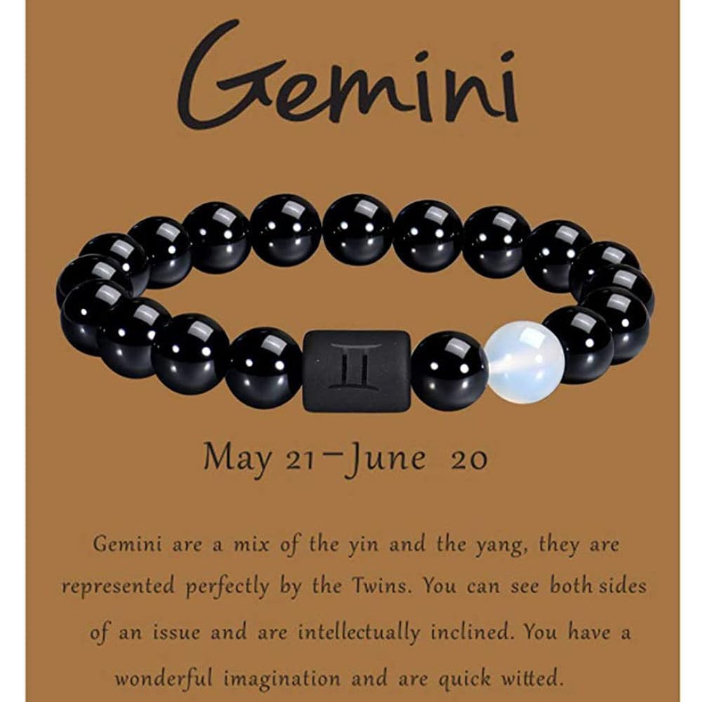 Bergkristall Armband, Armband Mit 12 Sternzeichen, Sternbild, Wahrsagerei, Armband Aus Natürlichem Schwarzem Onyx, Edelstein-Armband, Chakren, Horoskop-Armband, Geburtsstein-Schmuck Für Männ