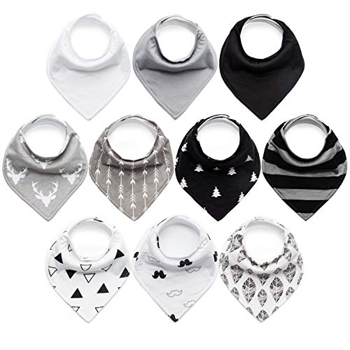 Image of upsimples 10-Pack Baby Bandana Bibs Baby Boys Bibs for Drooling and Teething, Super Absorbent Bibs