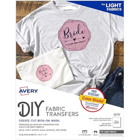 AVERY Printable Heat Transfer Paper for Light Fabrics Cover