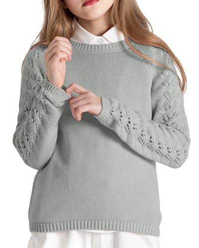 JSTEX Girls Sweaters Casual Kids Pullover Sweater Crew Neck Long Sleeve Knit Jumper Top for Girl Toddler Teen Size 4-144