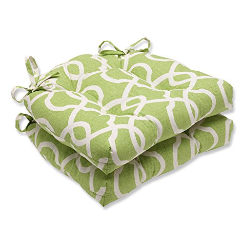 Pillow Perfect Lattice Damask Leaf Reversible Chair Pad, Set Of 2,Green #TOP13