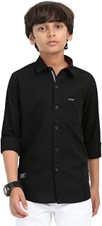 Rocket Science Boys Single Pocket Shirt | Regular Fit, Spread Collar, Full Sleeves, 100% Cotton Linen Fabric Royal Blue Price In India